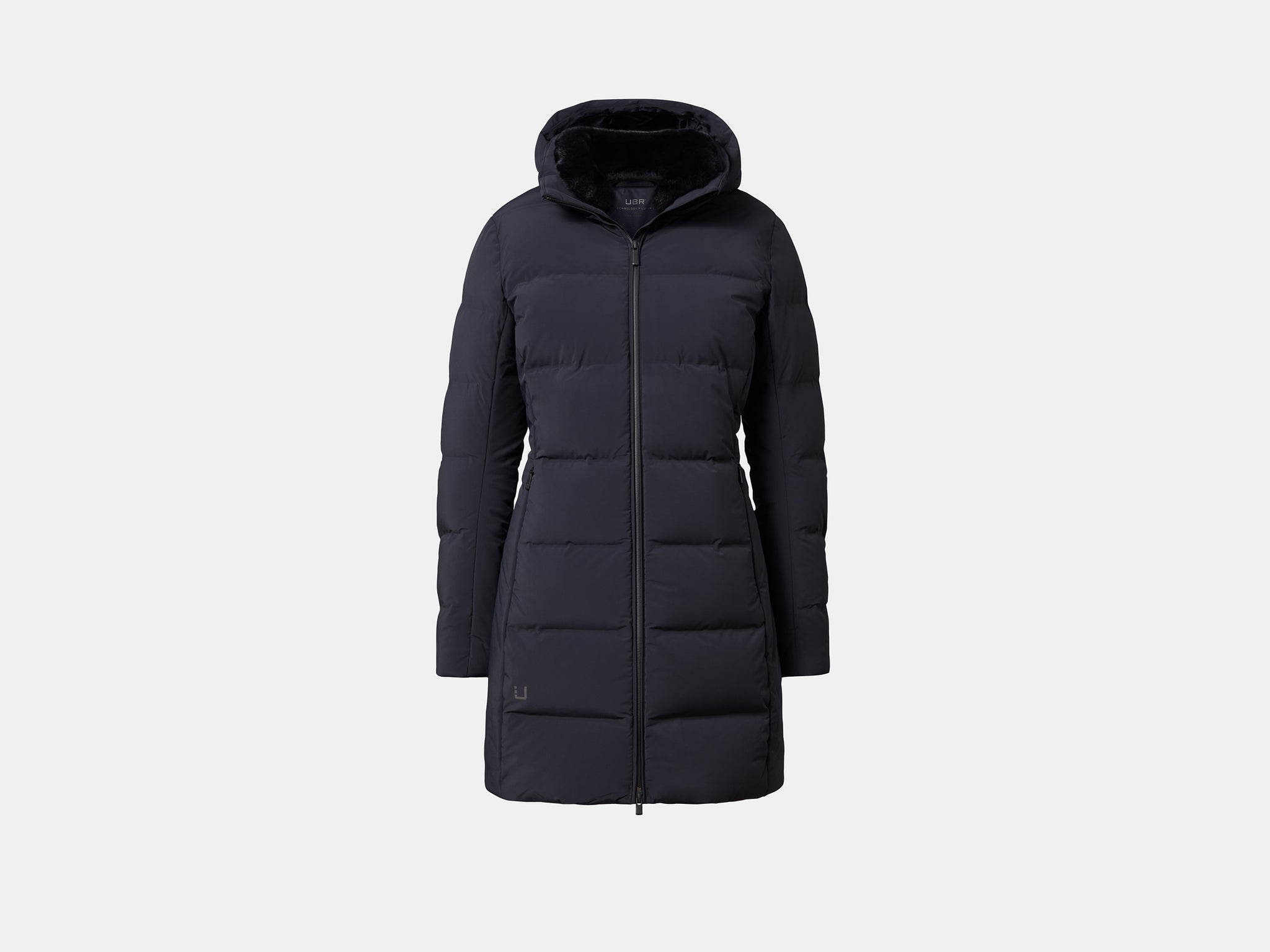 Black with fur collar