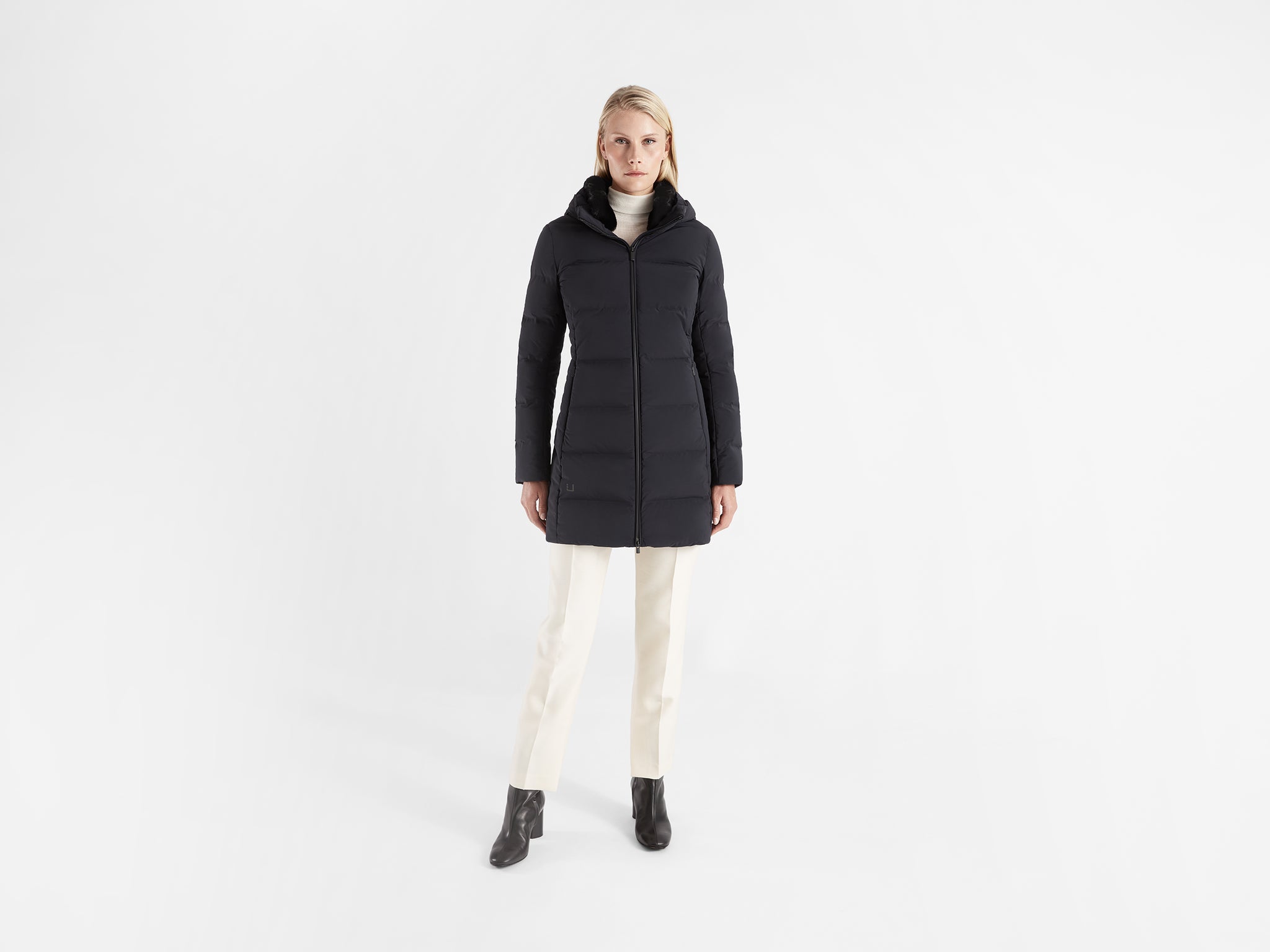 Black with fur collar