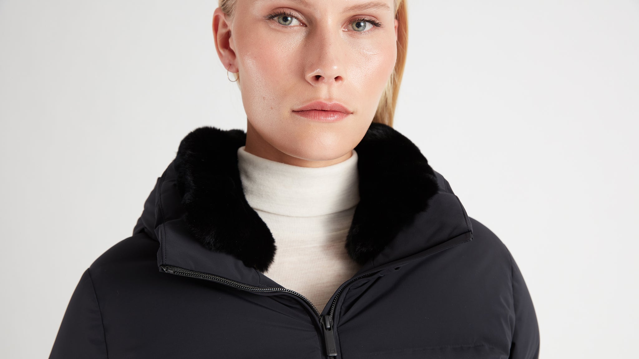 Black with fur collar