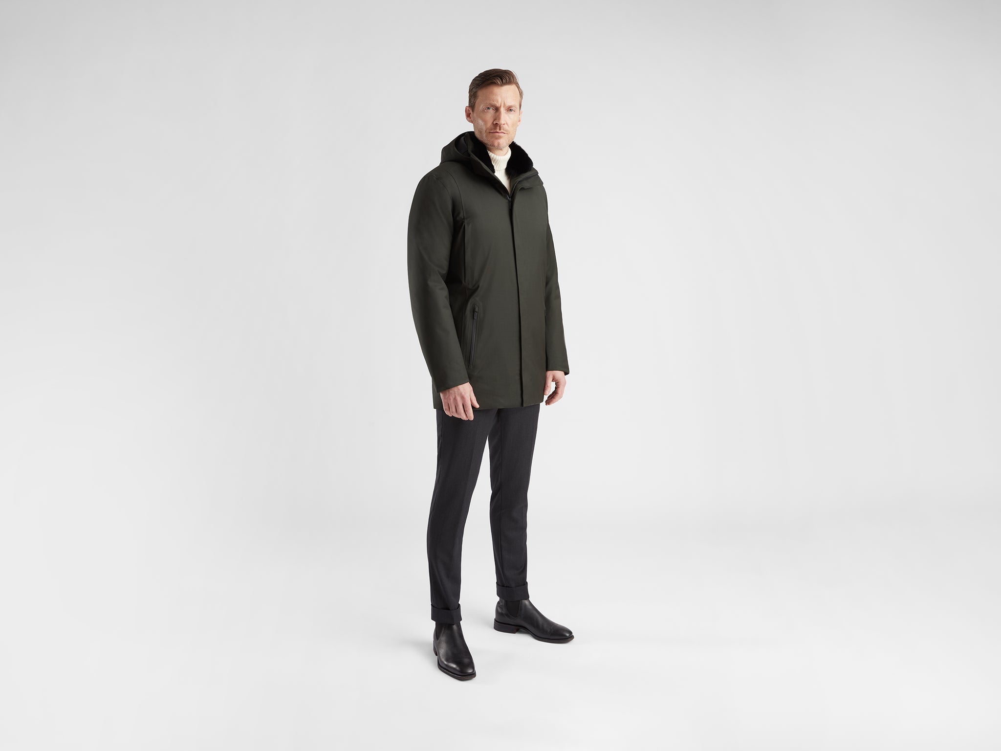 pine wool (with fur collar)